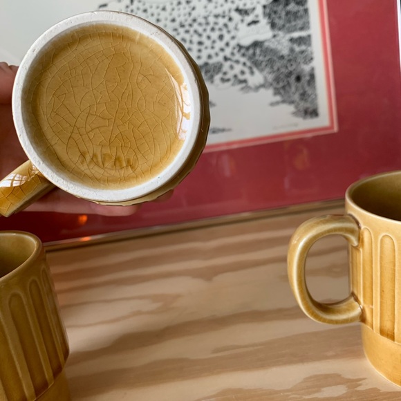 Vintage 70s Brown Japanese Stacking Coffee Mugs - Picture 5 of 6